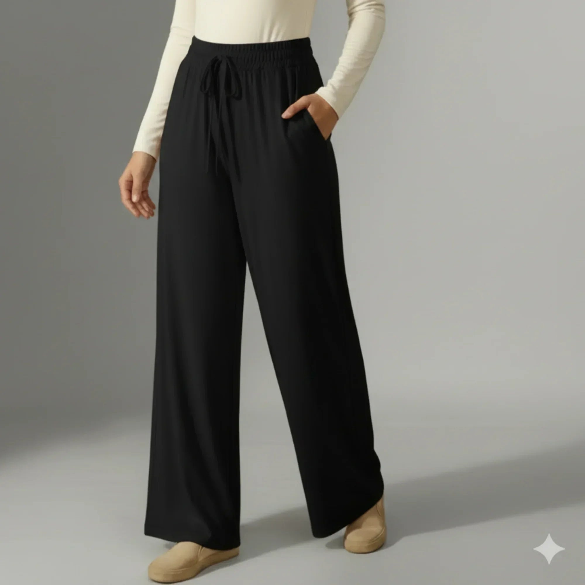 Mira AirFlex Ultra Wide Leg Pant - Onyx - ZAHRA'S BEST