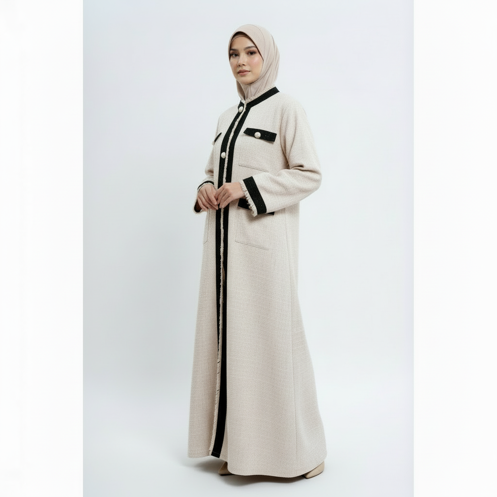 ZahrasBest Layla Abaya — 2-Piece Set | Crème Brûlée