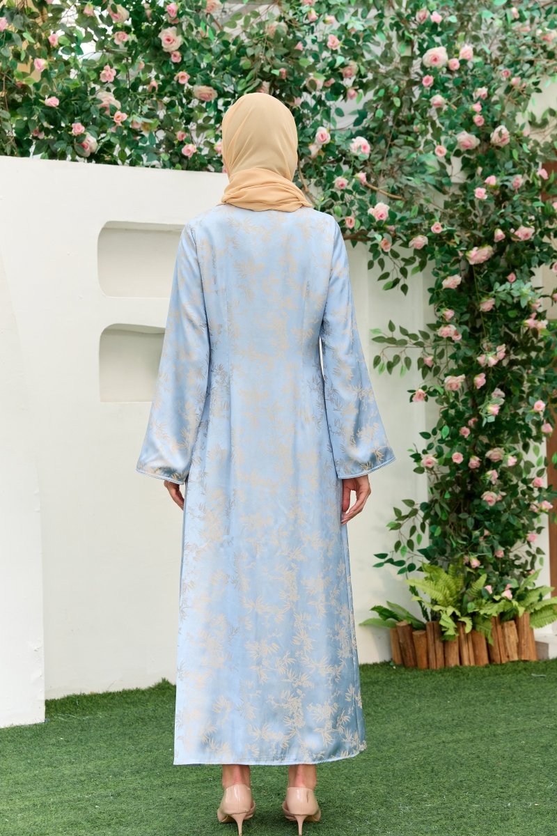 Ilham Samaa — Ice Blue Jacquard Abaya - ZAHRA'S BEST
