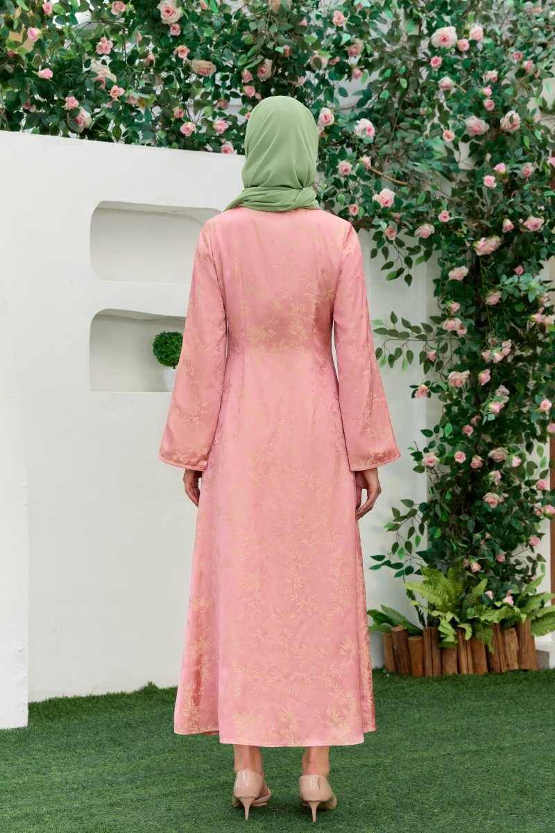 Ilham Shafaq — Rose Pink Jacquard Abaya - ZAHRA'S BEST