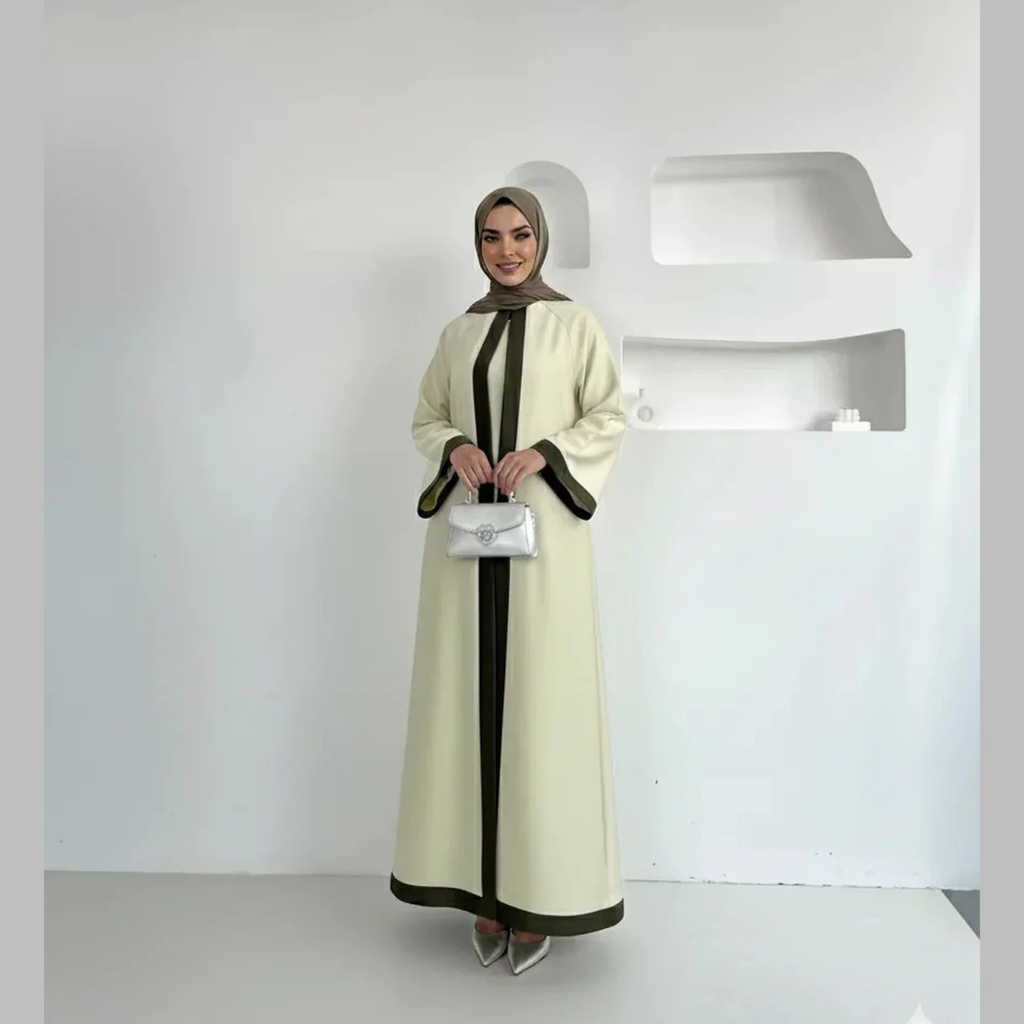 Al - Zahra Satin 2 Piece Set Sage/Olive - ZAHRA'S BEST