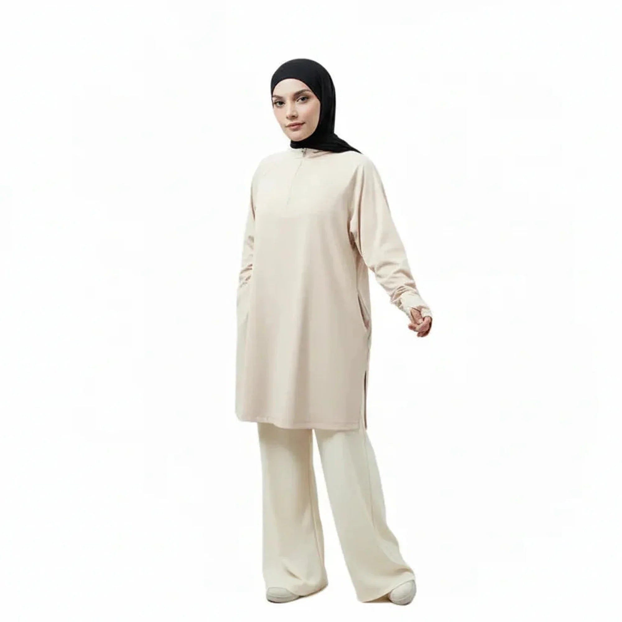 Mira AirFlex Set (Top & Wide Leg Pant) - Cloud - ZAHRA'S BEST