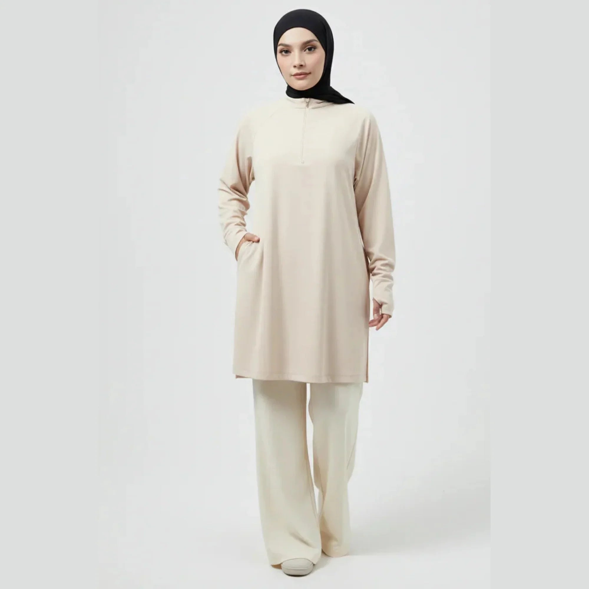 Mira AirFlex Set (Top & Wide Leg Pant) - Cloud - ZAHRA'S BEST