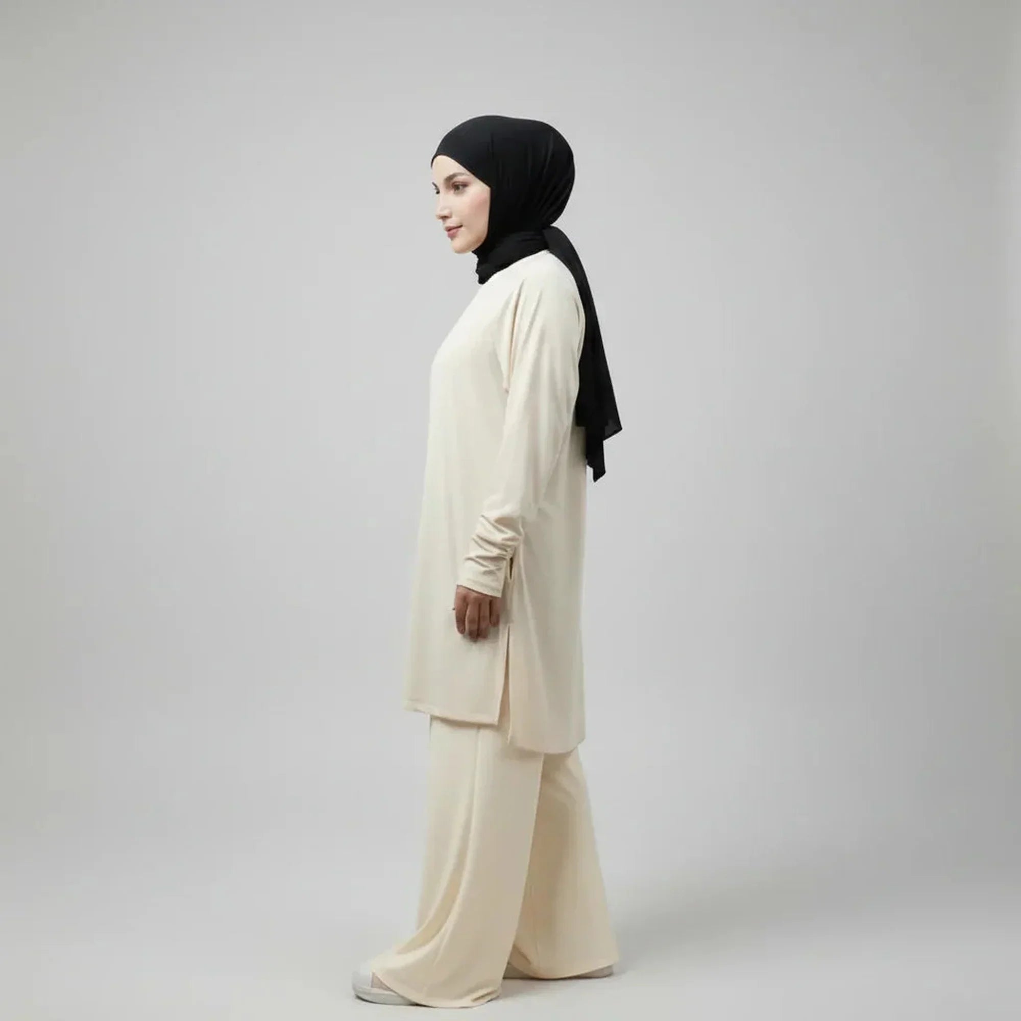 Mira AirFlex Set (Top & Wide Leg Pant) - Cloud - ZAHRA'S BEST
