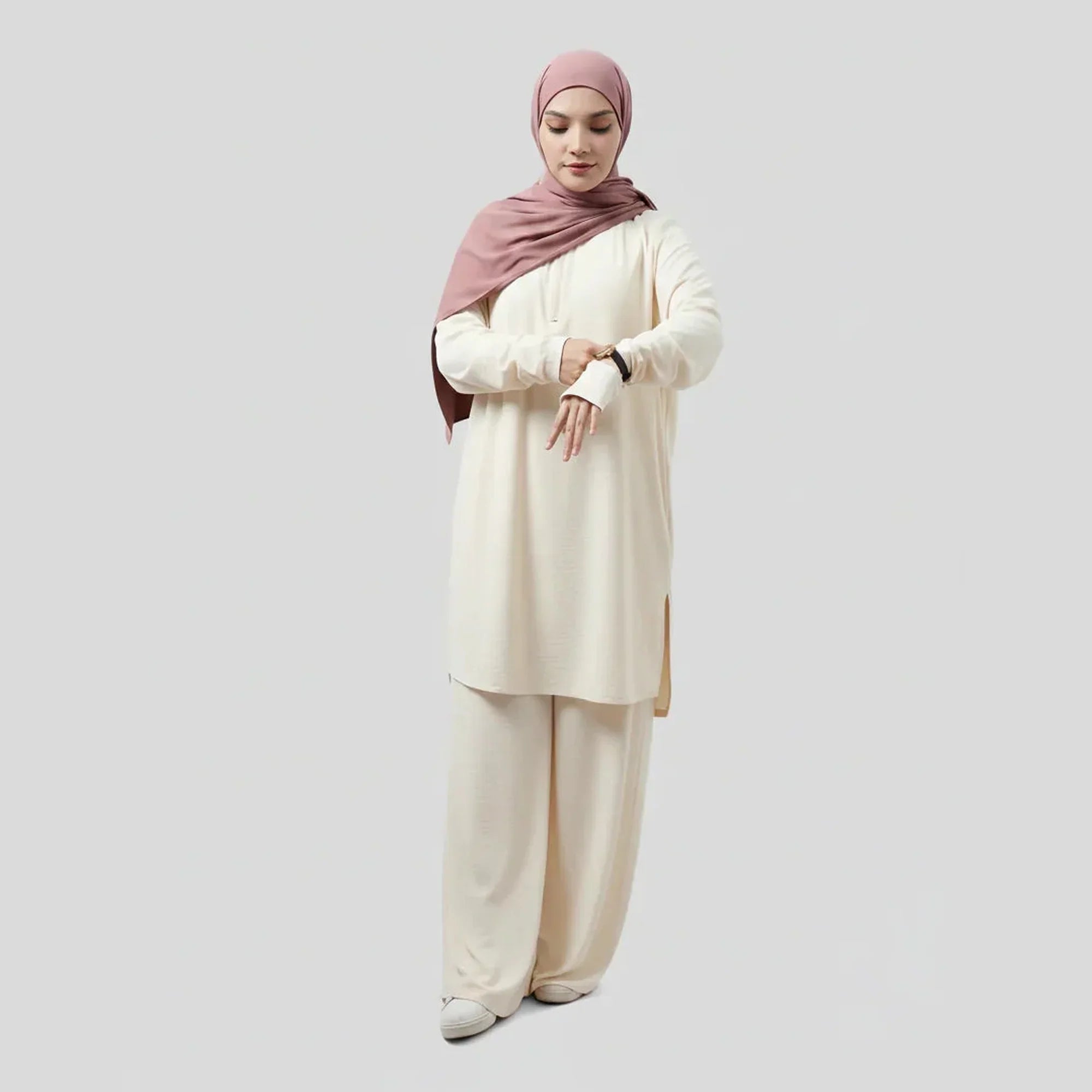 Mira AirFlex Set (Top & Wide Leg Pant) - Cloud - ZAHRA'S BEST