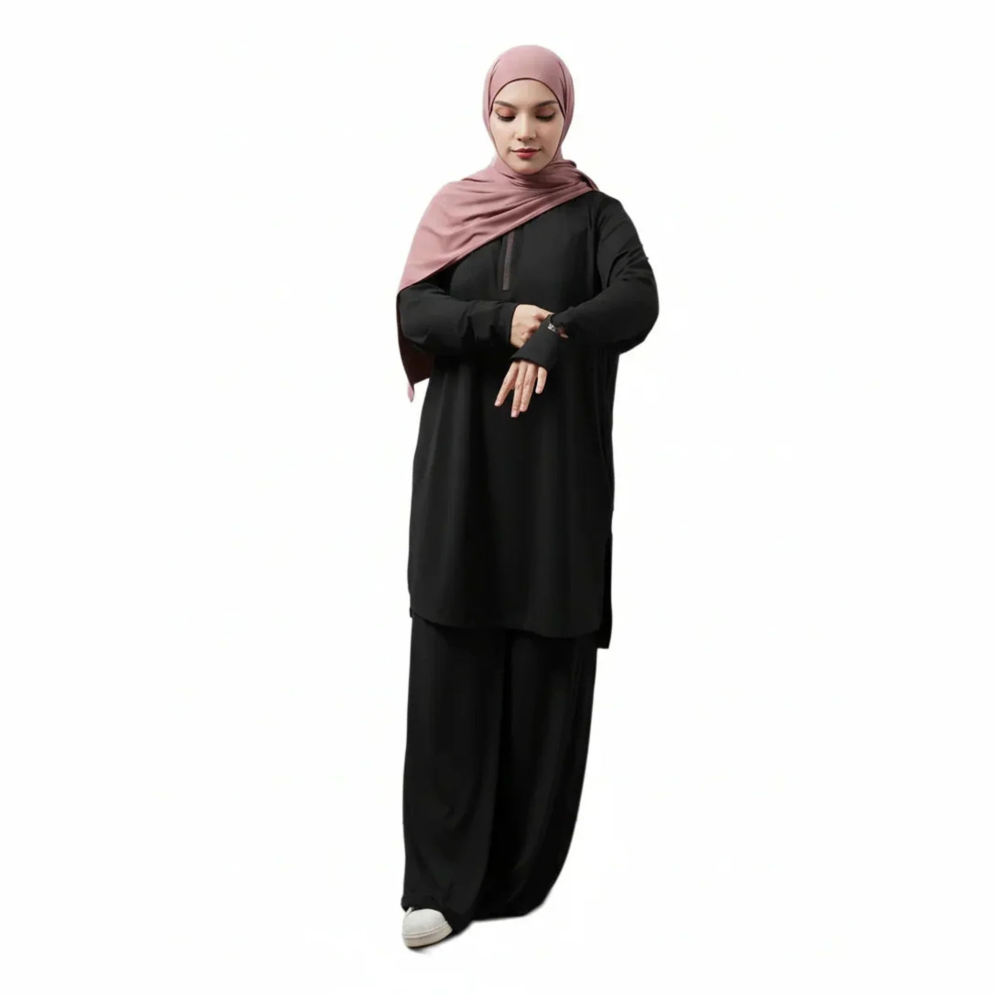 Mira AirFlex Set (Top & Wide Leg Pant) - Onyx - ZAHRA'S BEST