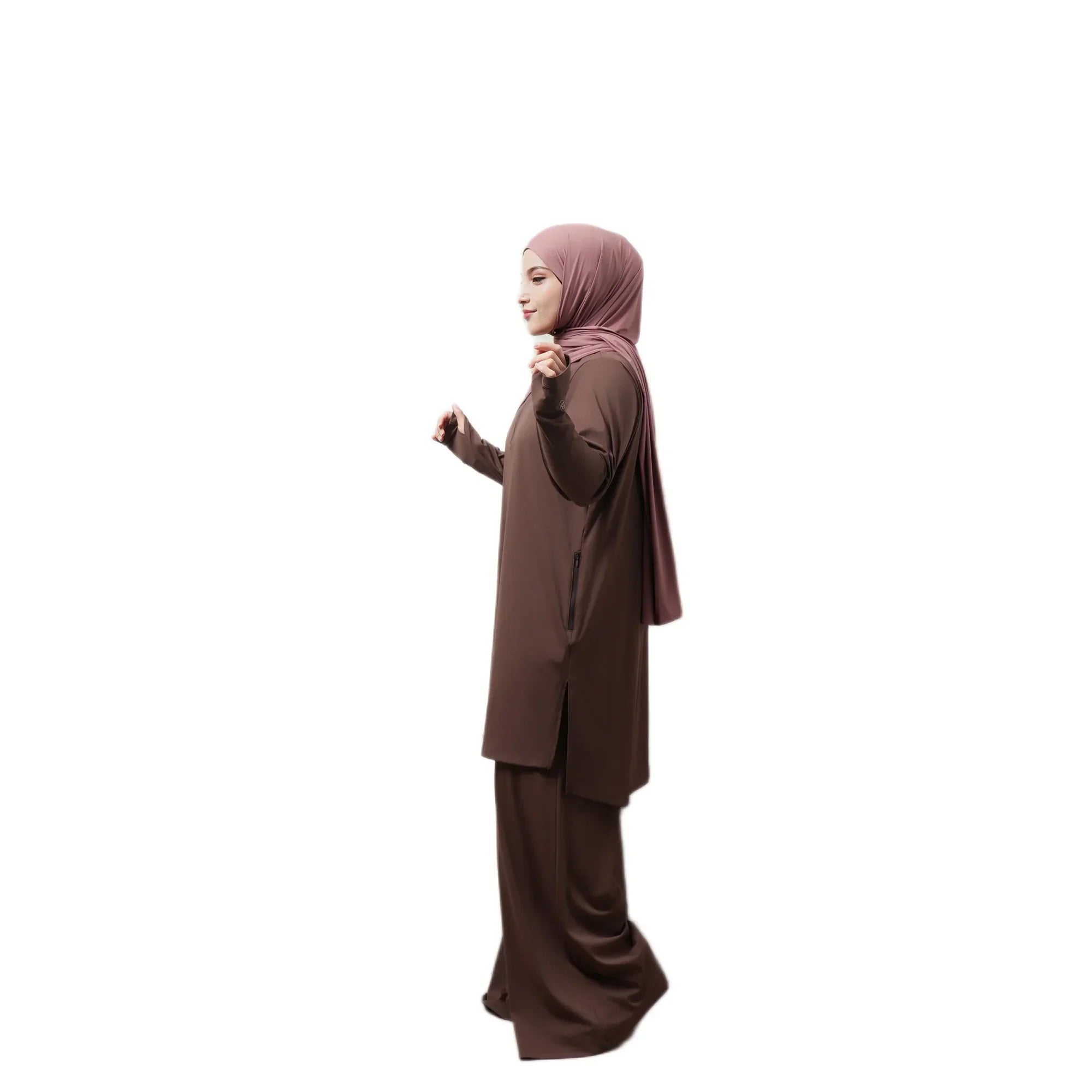Mira AirFlex Set (Top & Wide Leg Pant) - Cocoa - ZAHRA'S BEST