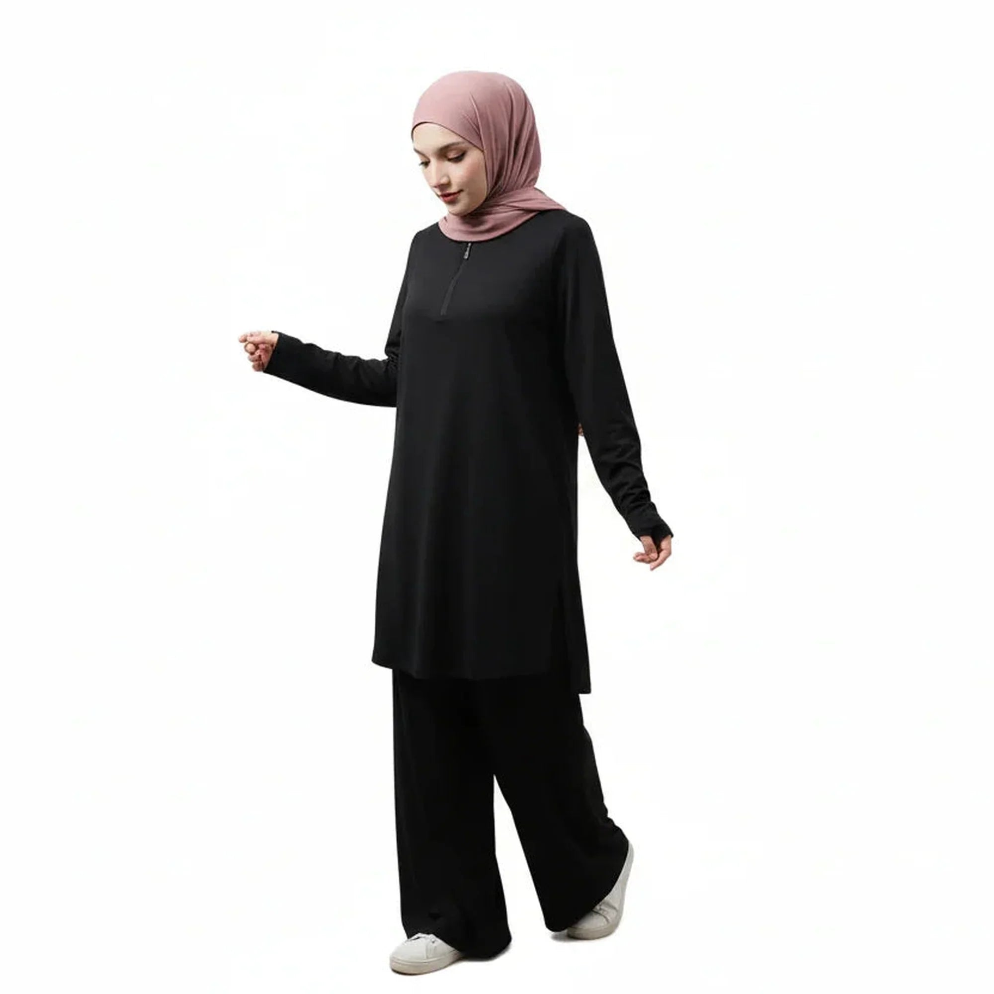 Mira AirFlex Set (Top & Wide Leg Pant) - Onyx - ZAHRA'S BEST