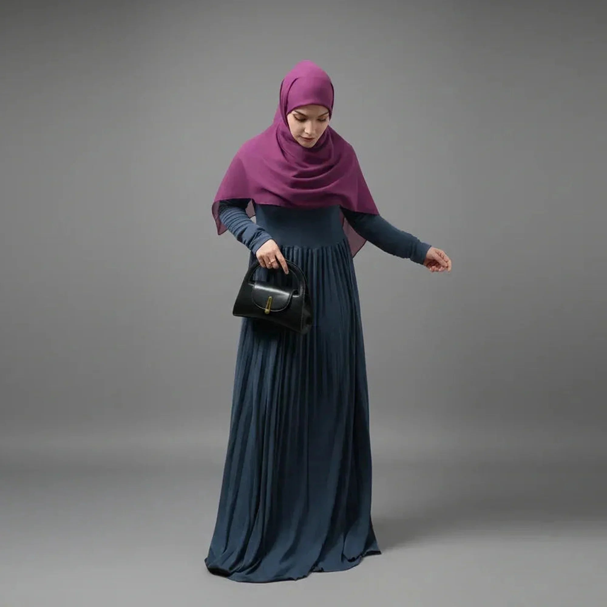 Sakina Pleated full Length Knit Dress - ZAHRA'S BEST