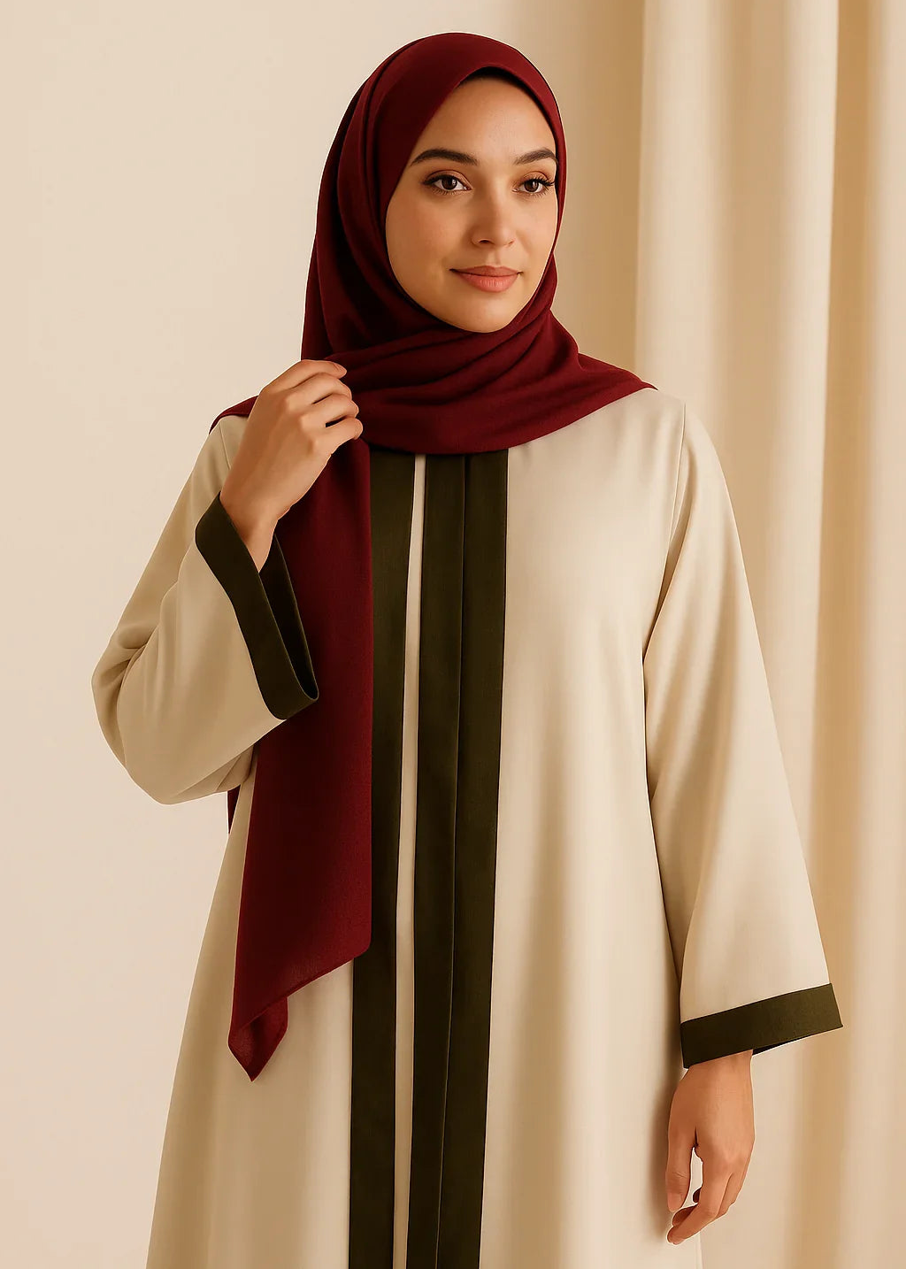 AL-ZAHRA 2 PIECE SATEEN SET - Jasmine/Deep Mocha