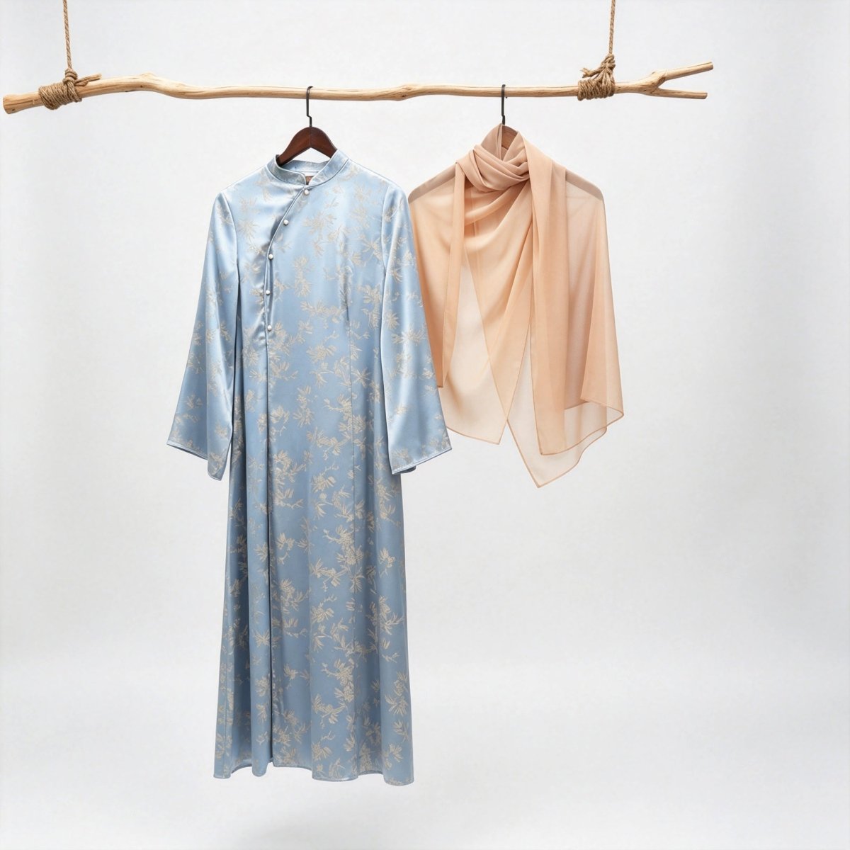 Ilham Samaa — Ice Blue Jacquard Abaya - ZAHRA'S BEST