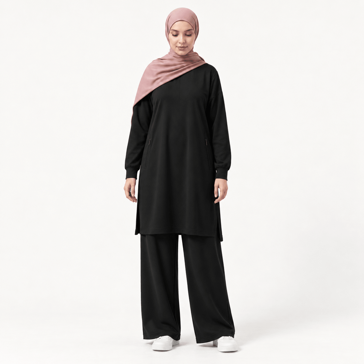 Mira AirFlex Set (Top & Wide Leg Pant) - Onyx - ZAHRA'S BEST