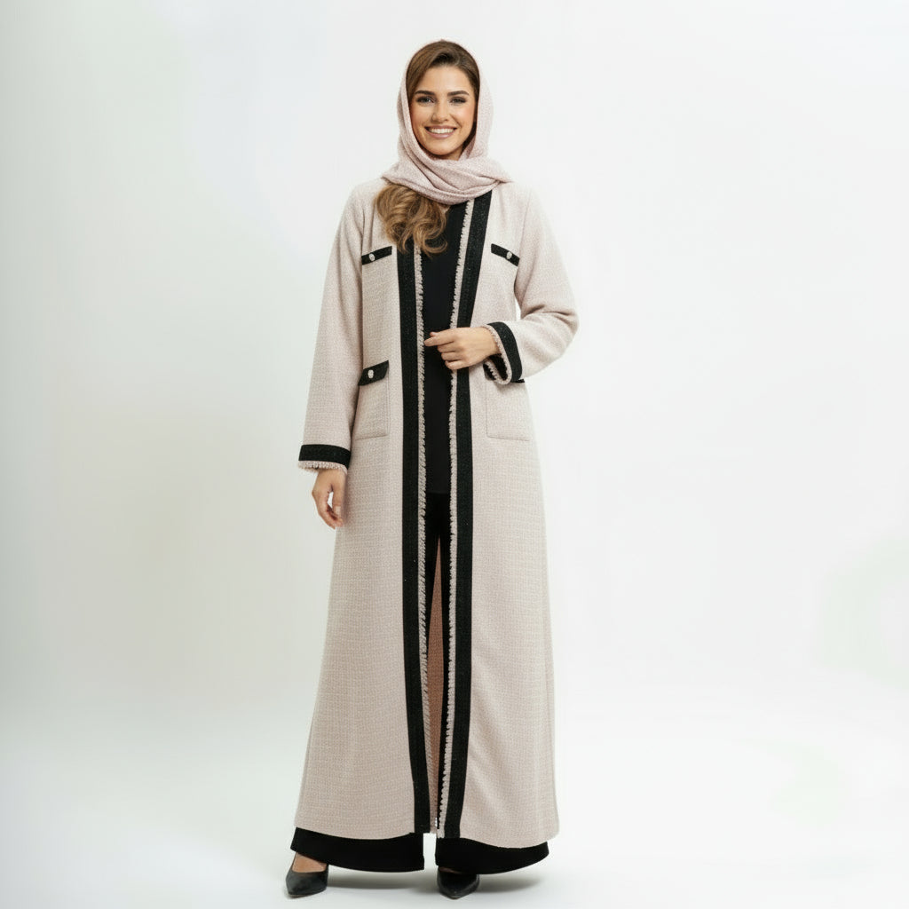 ZahrasBest Layla Abaya — 2-Piece Set | Crème Brûlée
