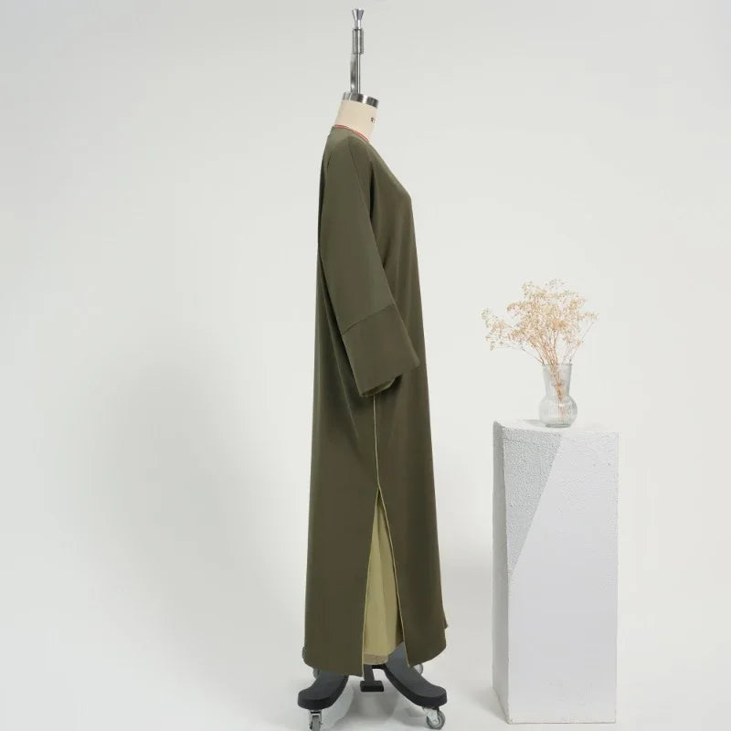 *His and Her Harmony:  DUBAI ALIA ABAYA in Pistachio Olive OR  Sahara Sunset & AMIR THOBE in Stone Olive