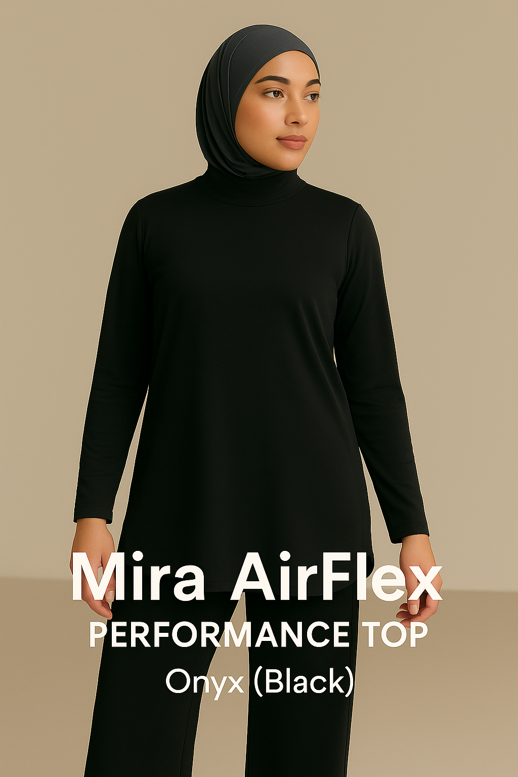 *MIRA AirFlex Performance Top - High Mock Neck in Color Onyx (Black)