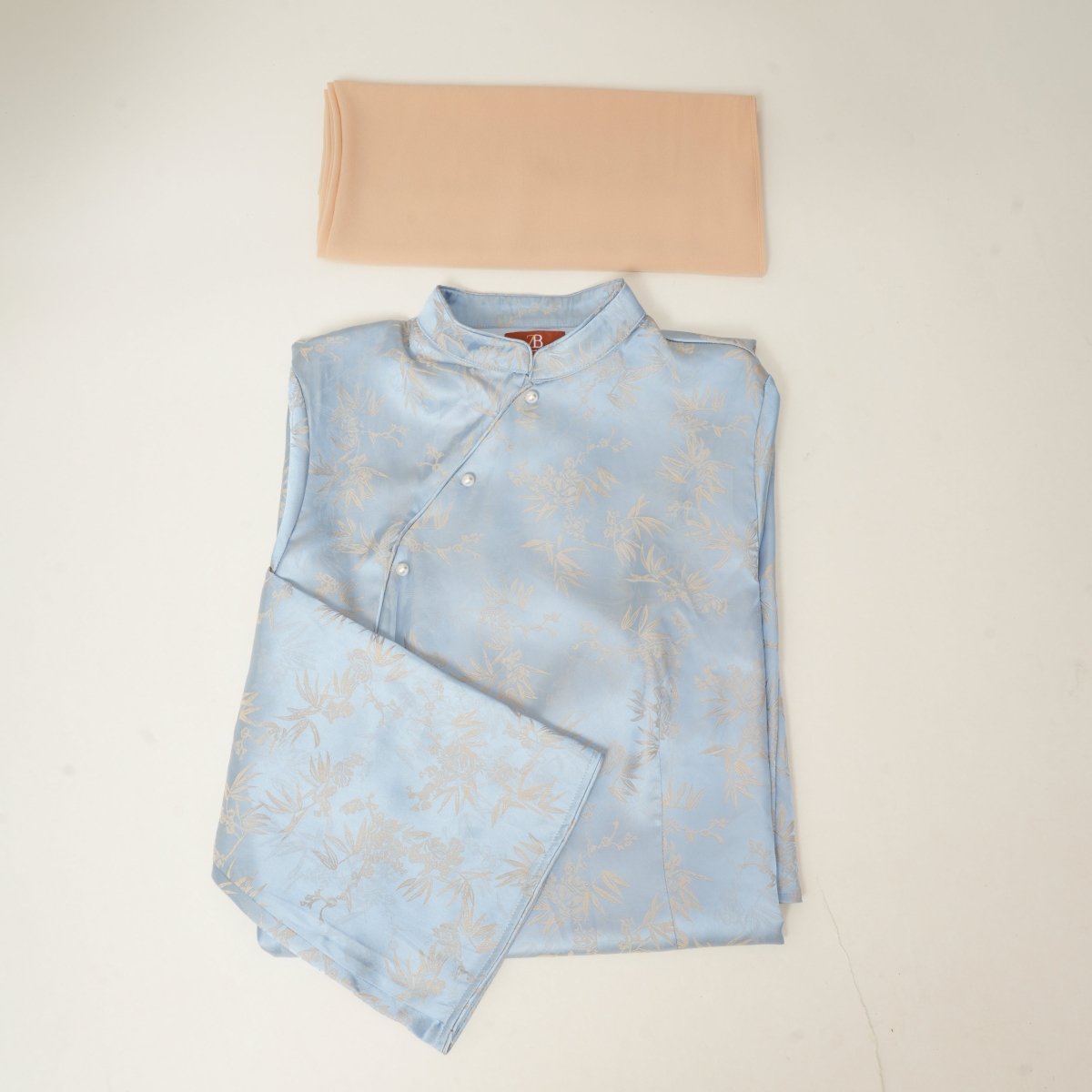 Ilham Samaa — Ice Blue Jacquard Abaya - ZAHRA'S BEST