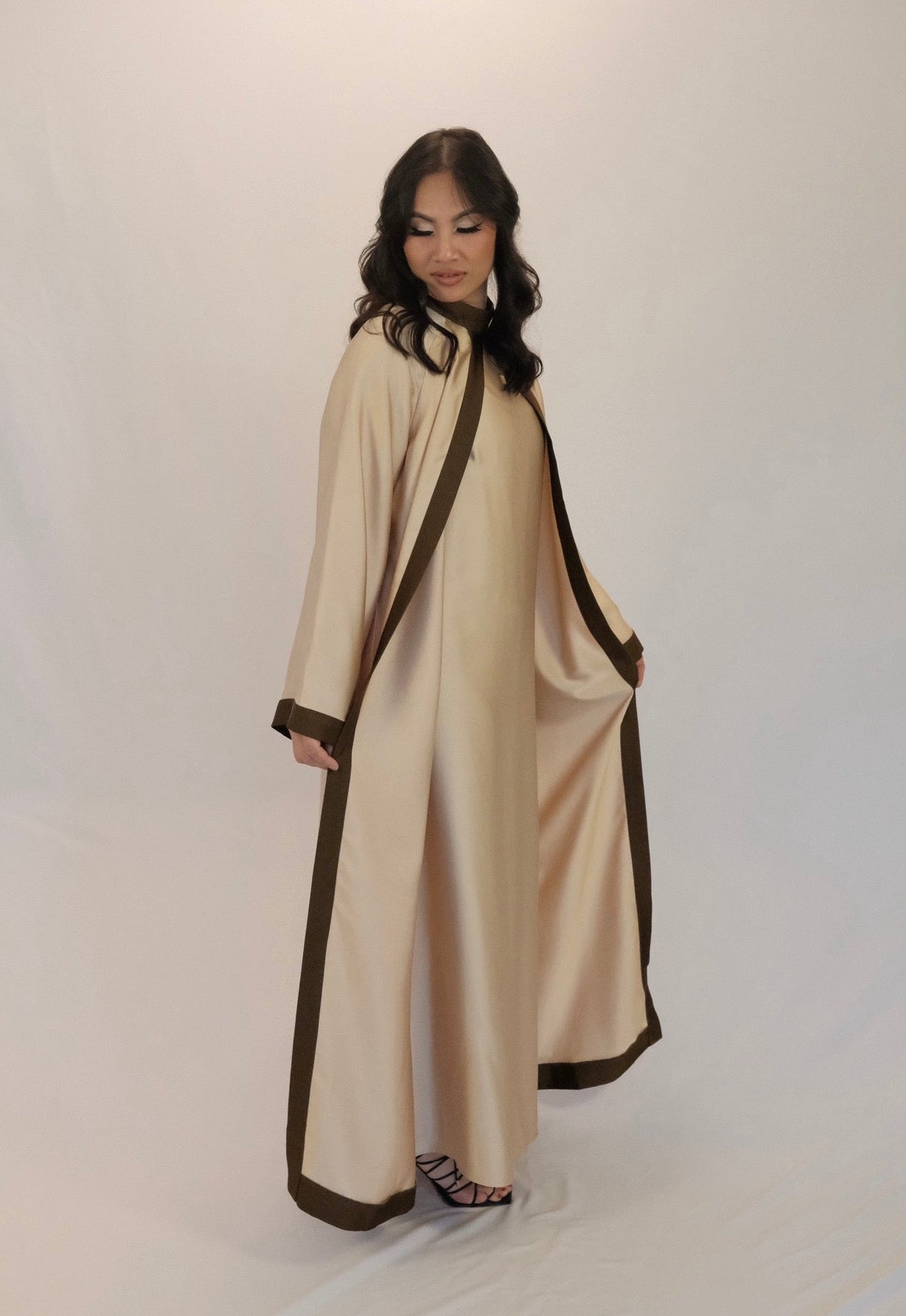 Al-Zahra Satin Set Jasmine/Mocha - ZAHRA'S BEST