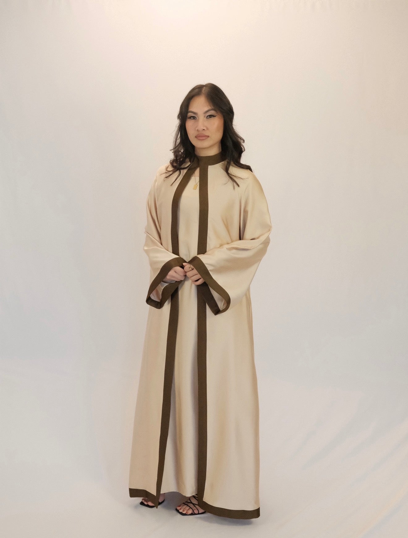 Al-Zahra Satin Set Jasmine/Mocha - ZAHRA'S BEST