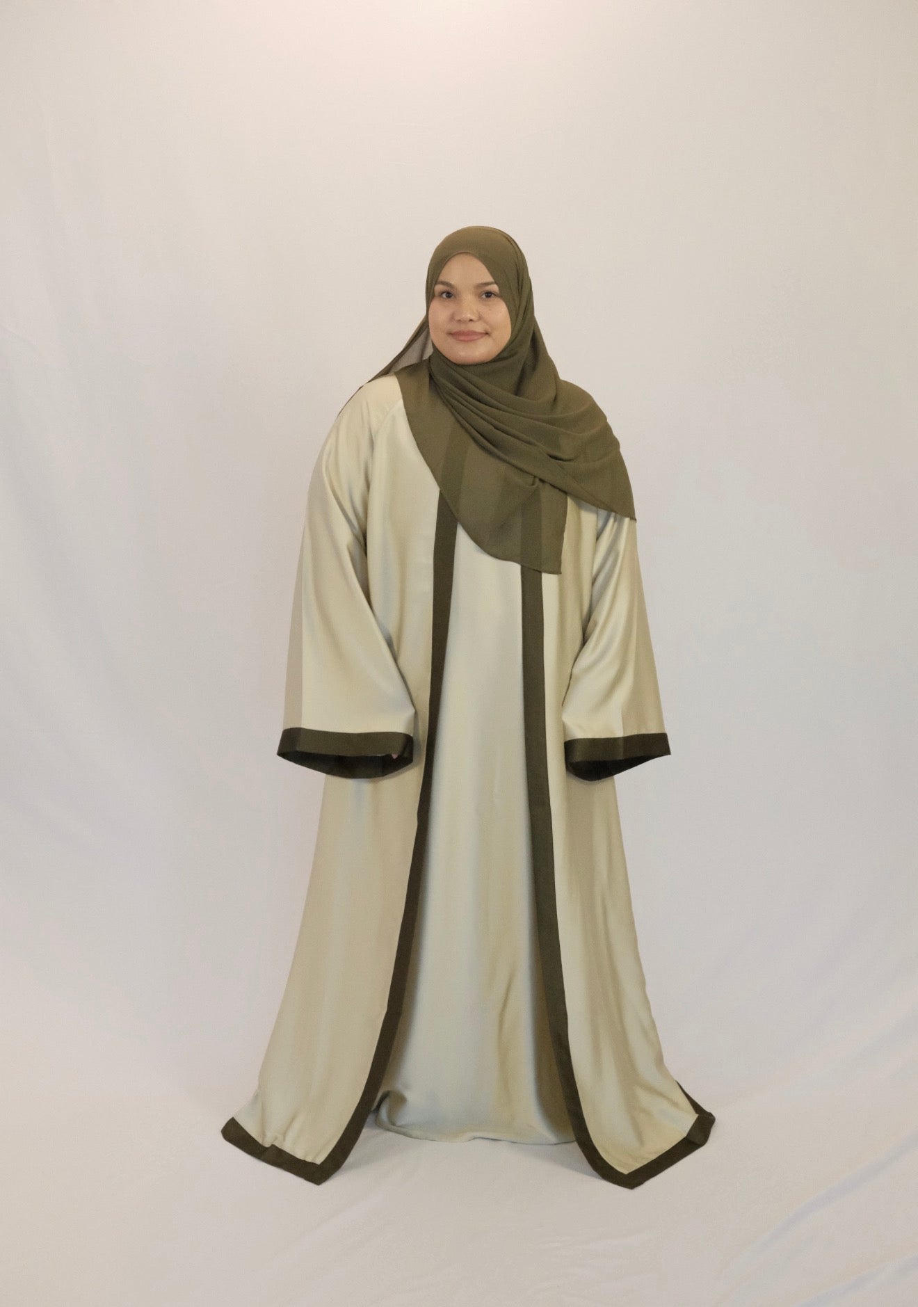 Al-Zahra Satin 2 Piece Set Sage/Olive - ZAHRA'S BEST