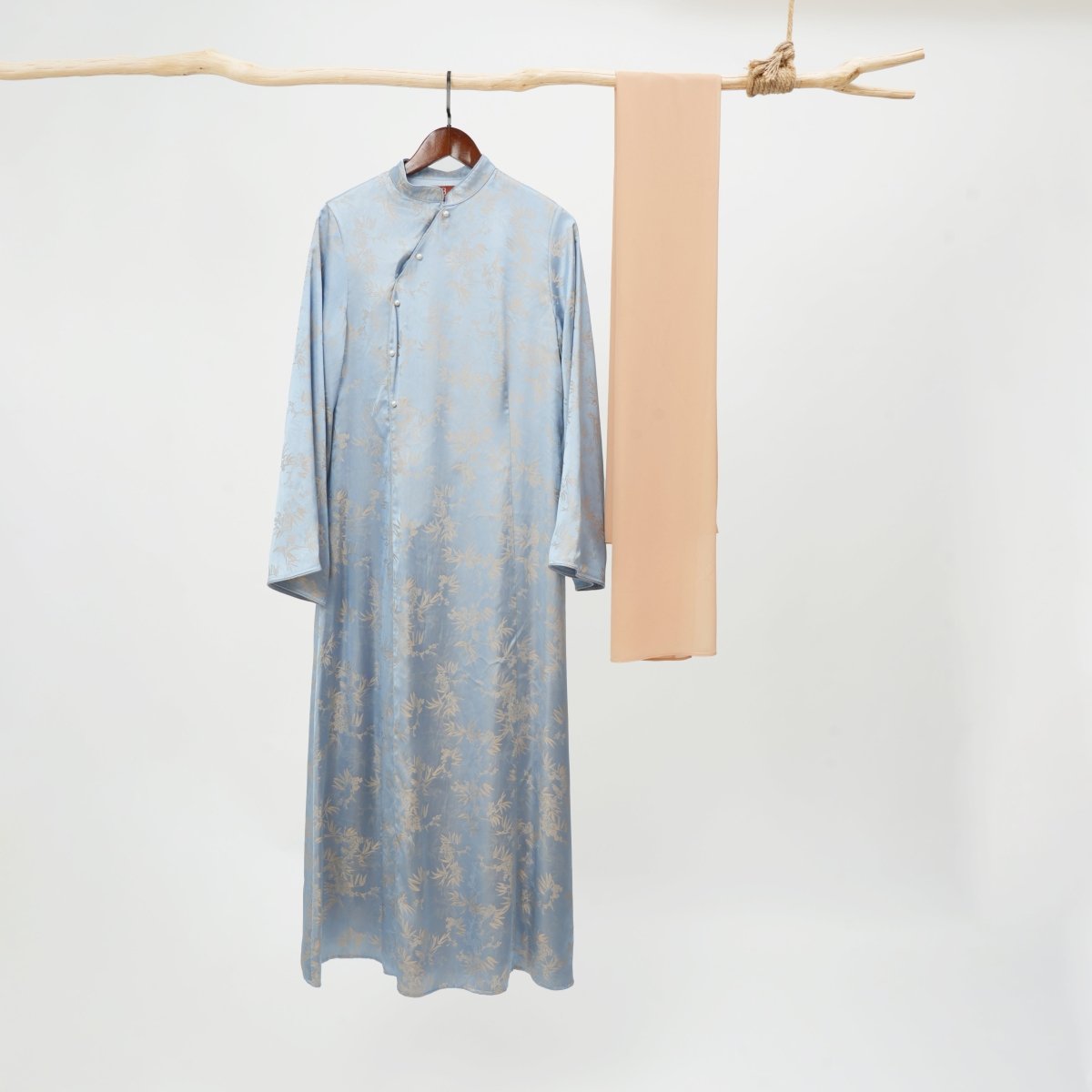 Ilham Samaa — Ice Blue Jacquard Abaya - ZAHRA'S BEST