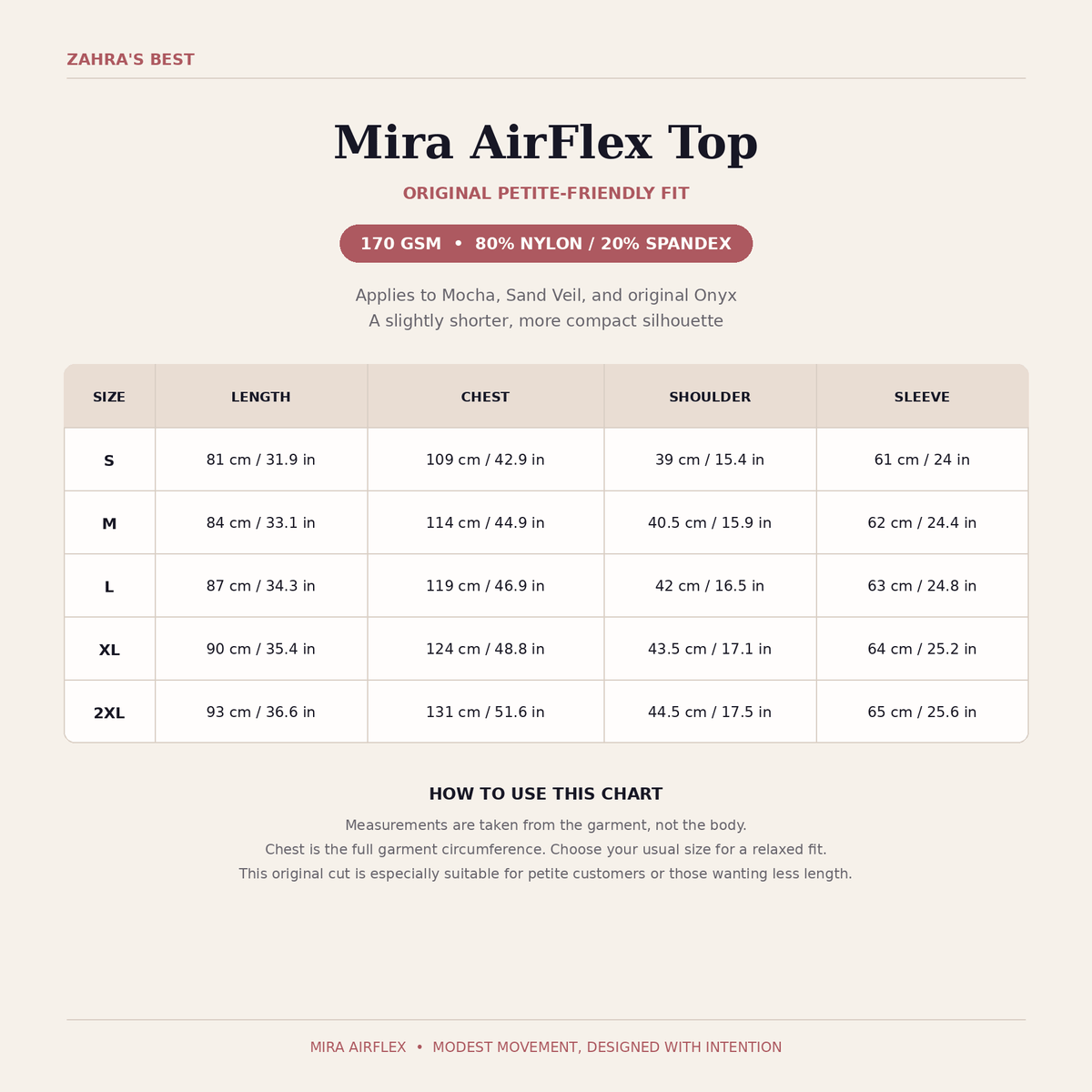 Mira AirFlex Top - Mocha - ZAHRA'S BEST