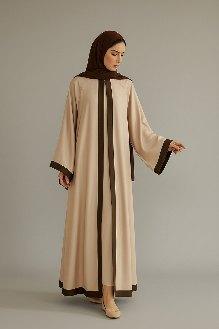 AL-ZAHRA  2 PIECE SATEEN SET - Jasmine/Deep Mocha