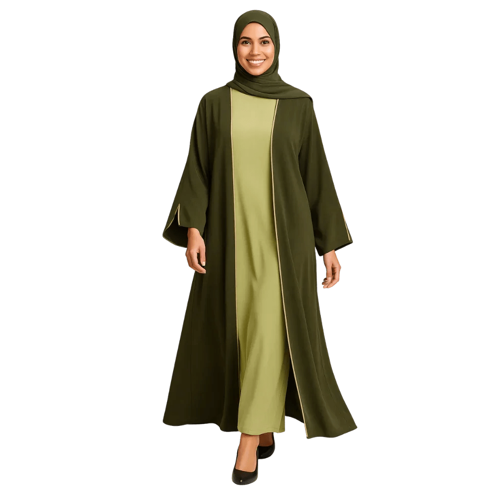 ZahrasBest Dubai Alia Abaya Pistachio/Olive - ZAHRA'S BEST